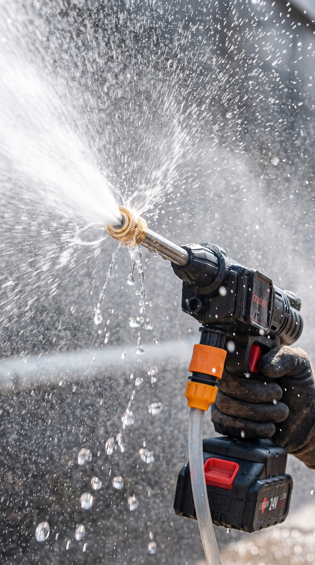 Close-up of the TorqueWash high-pressure spray