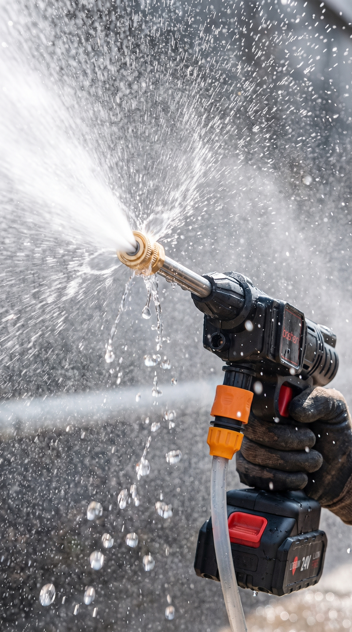 Close-up of the TorqueWash high-pressure spray