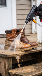TorqueWash cleaning muddy work boots